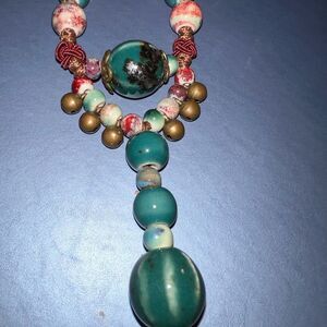 🩵 NEW Artisan Turquoise and Gold Beaded Necklace 🩵